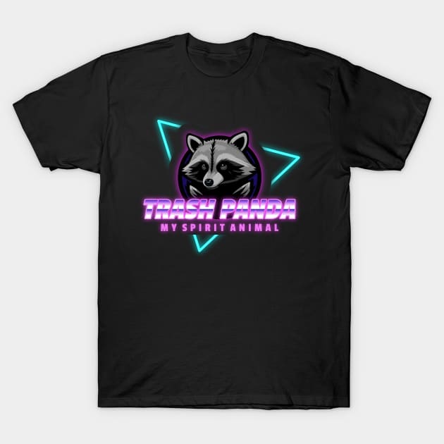 Trash Panda Logo Retro Neon T-Shirt by moslemme.id